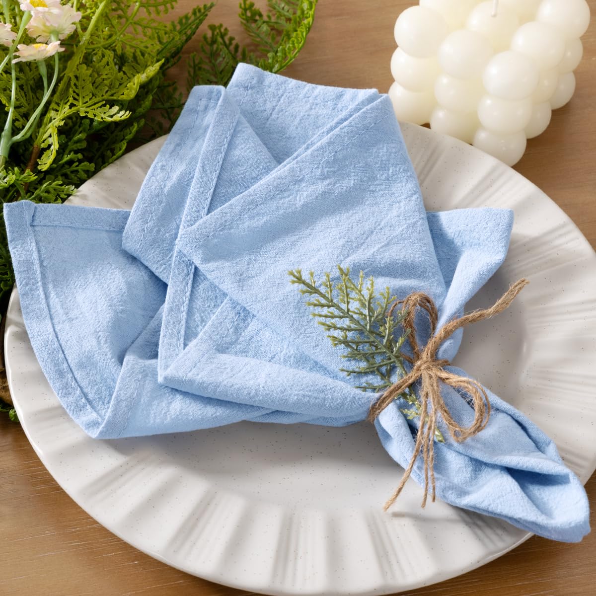 Socomi Cloth Napkins Blue Summer Washable Reusable Bulk - tableware | Mubboo