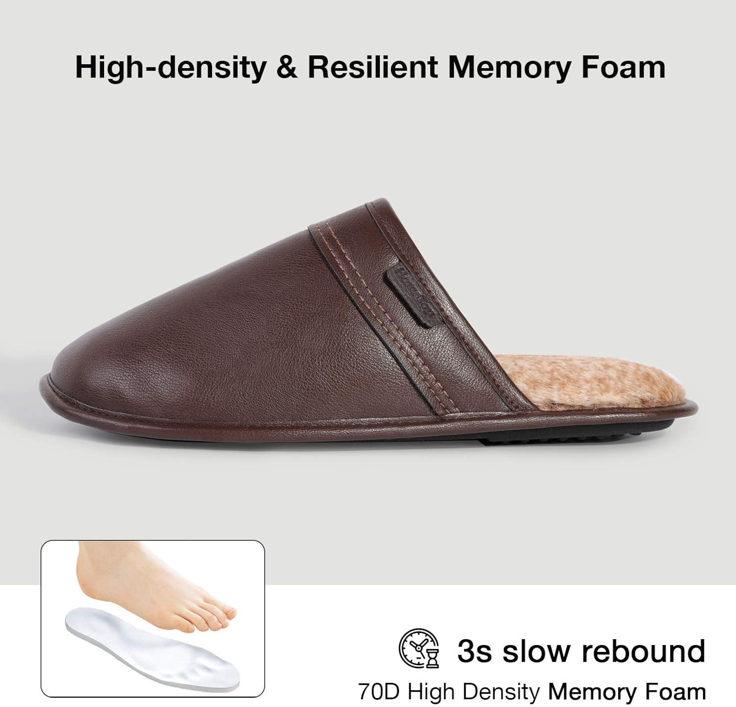 HomeTop Men's Fuzzy Leatherette Memory Foam Scuff Slipper
