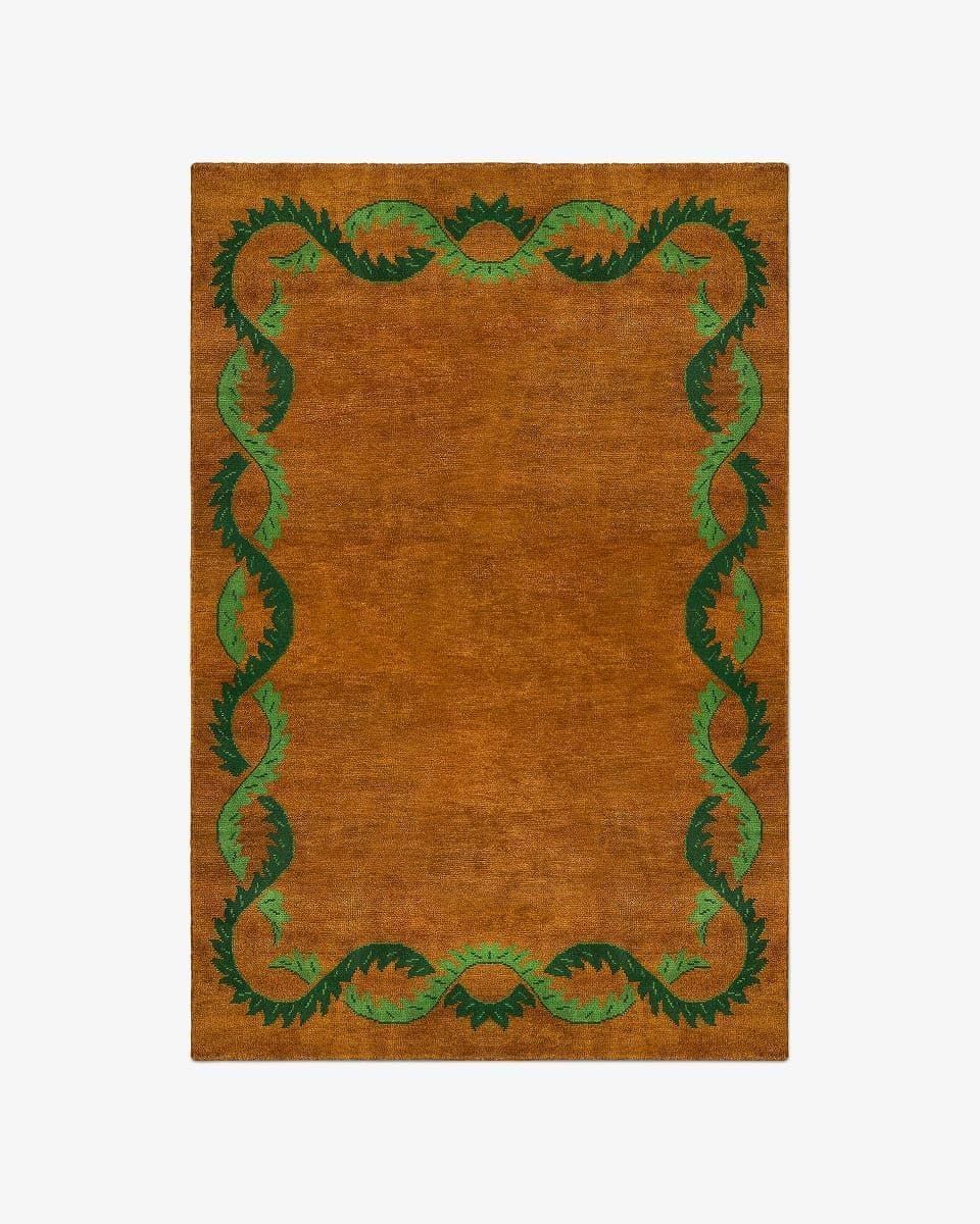 4x6 Feet Hand Tufted Wool Area Rug Rust Floral Border Bedroom Floor Rug
