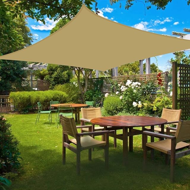 HOMPER 2x3 Sun Shade Sail Waterproof Rectangle(Sand), 95% UV Block Garden Sunscreen Awning Canopy with Free Rope, Breathable Patio Sail pergola for Outdoor Party