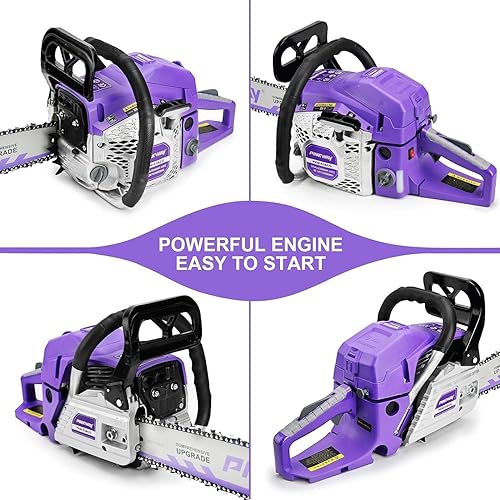 Miniatura 6 de Motosierra a gas de 2 ciclos 63CC Sierra de cadena de 20 pulgadas, sierra de gasolina, motosierra inalámbrica de mano para cortar árboles, ramas de
