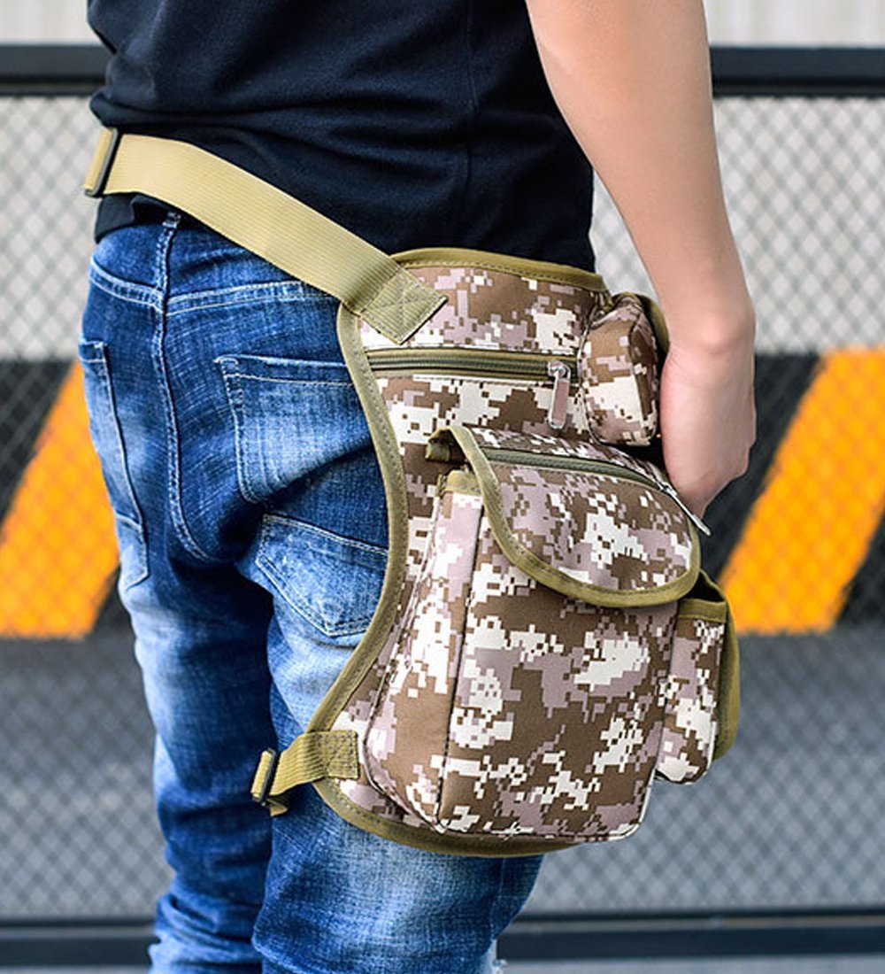 Rullar Canvas Hiking Waist Fanny Pack Tactical Drop Leg Bag Purse Running Waist Belt Hip Bag Outdoors Motorcycle Bike Cycling Pouch Shoulder Bag Camouflage - Image 4