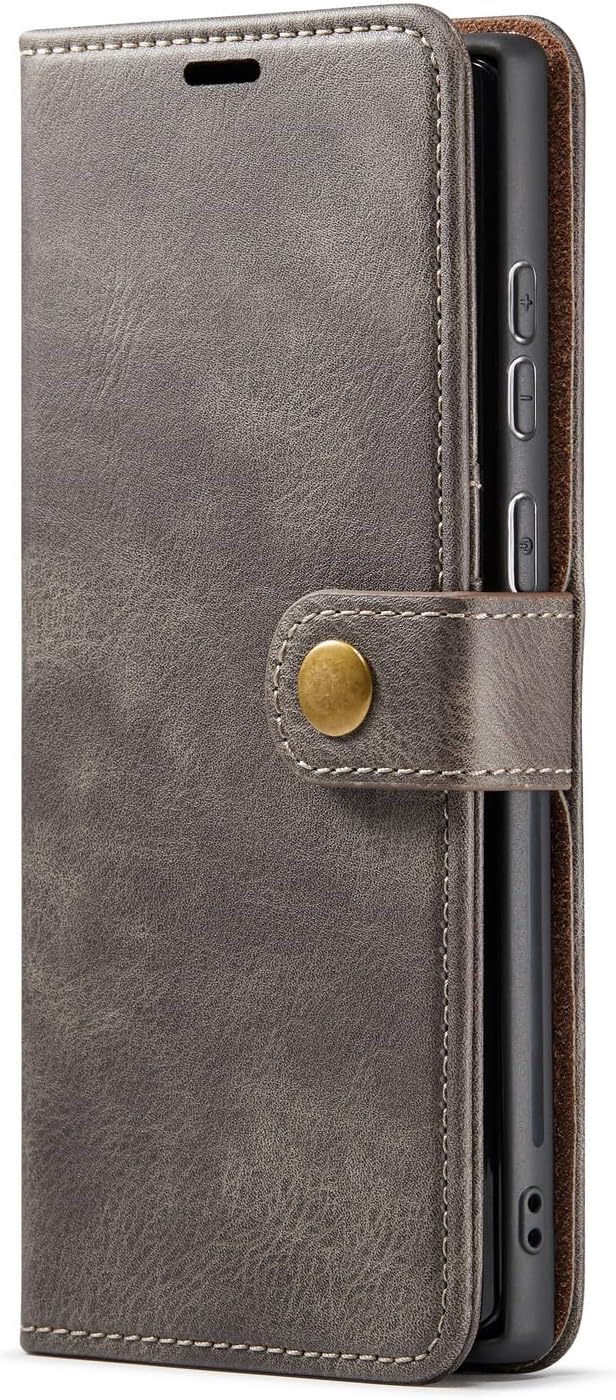 Asuwish Phone Case for Samsung Galaxy S22 Ultra 5G Wallet Magnetic Detachable Cell Cover with Tempered Glass Screen Protector Flip Card Holder Slot S22ultra 22S S 22 S22ultra5g 6.8 Women Girls Gray