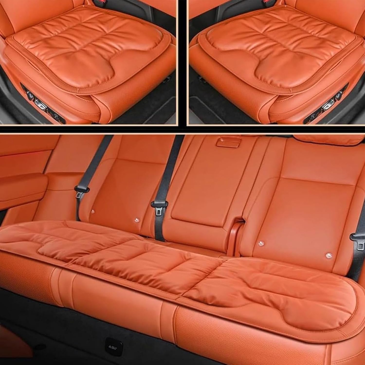 Skin-Friendly & Dirt-Repellent Leather Seat Cushions, Dirt-Repellent & Breathable Universal Front Seat Pad, Soft Comfortable & Supportive Pad, for Auto Office (Light Brown,Backrest)
