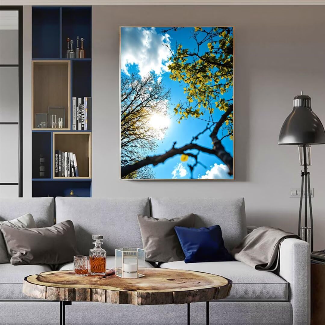 Diamond Painting Vue sur les arbres Peinture Diamant Adulte, Kit de Peinture Diamant 5d, Strass Point de Croix Cristal Broderie Diamant Kit Complet, pour Murale Décoration Noël Cadeaux 70x100cm R-4917