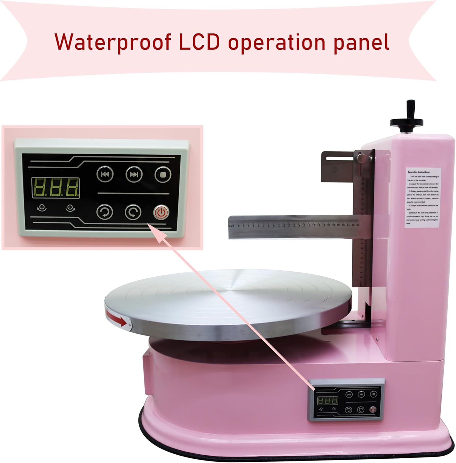 Cake Cream Coating Smearing Spreading Machine Decorating Scraping Pink 4-16 Inch 60W