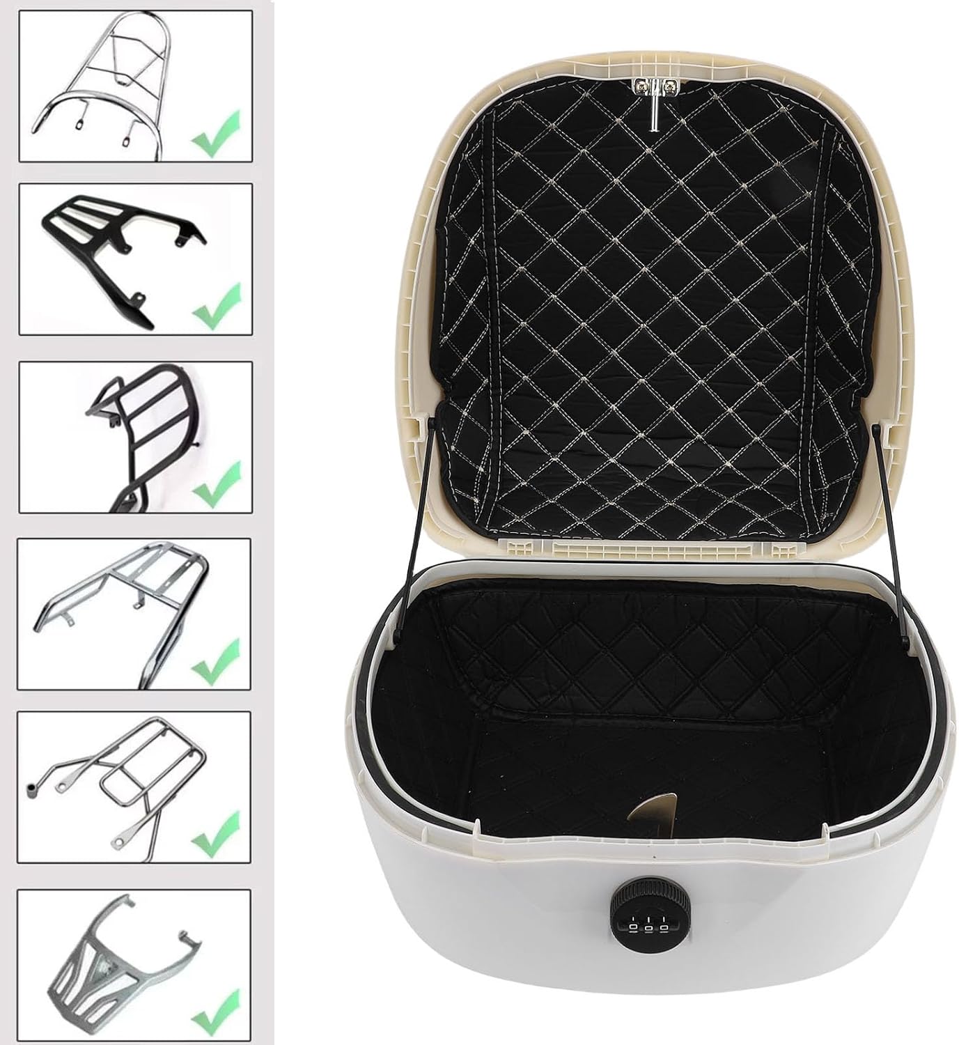 Akozon 33L Top Case with Password Lock, Universal Rear Luggage Storage Box for Scooter & Bike, Durable Trunk Tail Box