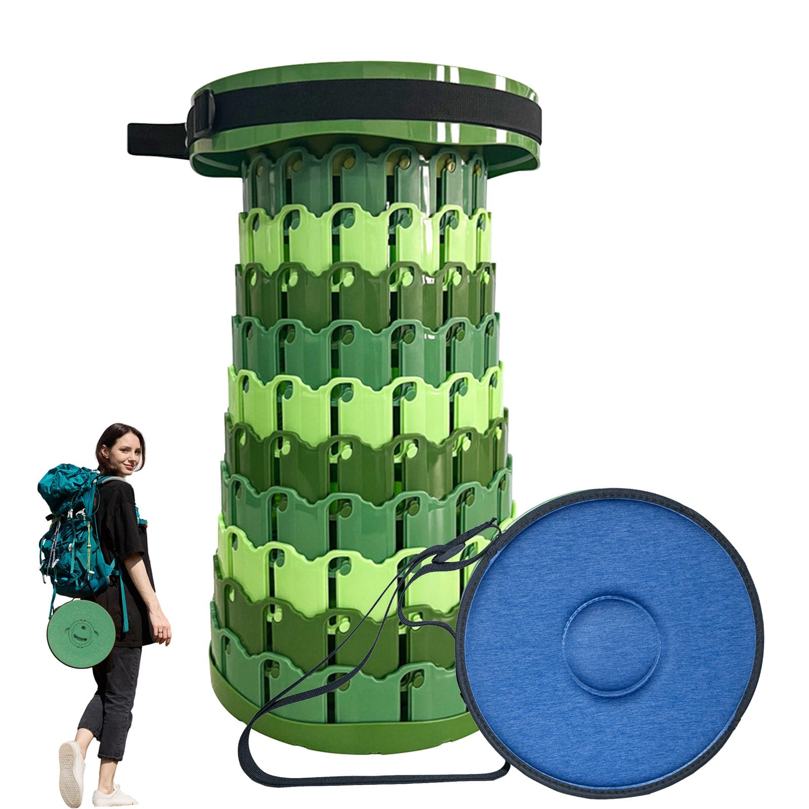 2025 Verbesserter XXL-Klapphocker mit Kissen, 453,6 kg Kapazität und 50 cm hoch, breiter und größer, robuster, tragbarer Teleskop-Sitz, zusammenklappbar, für Erwachsene, Camping, Reisen