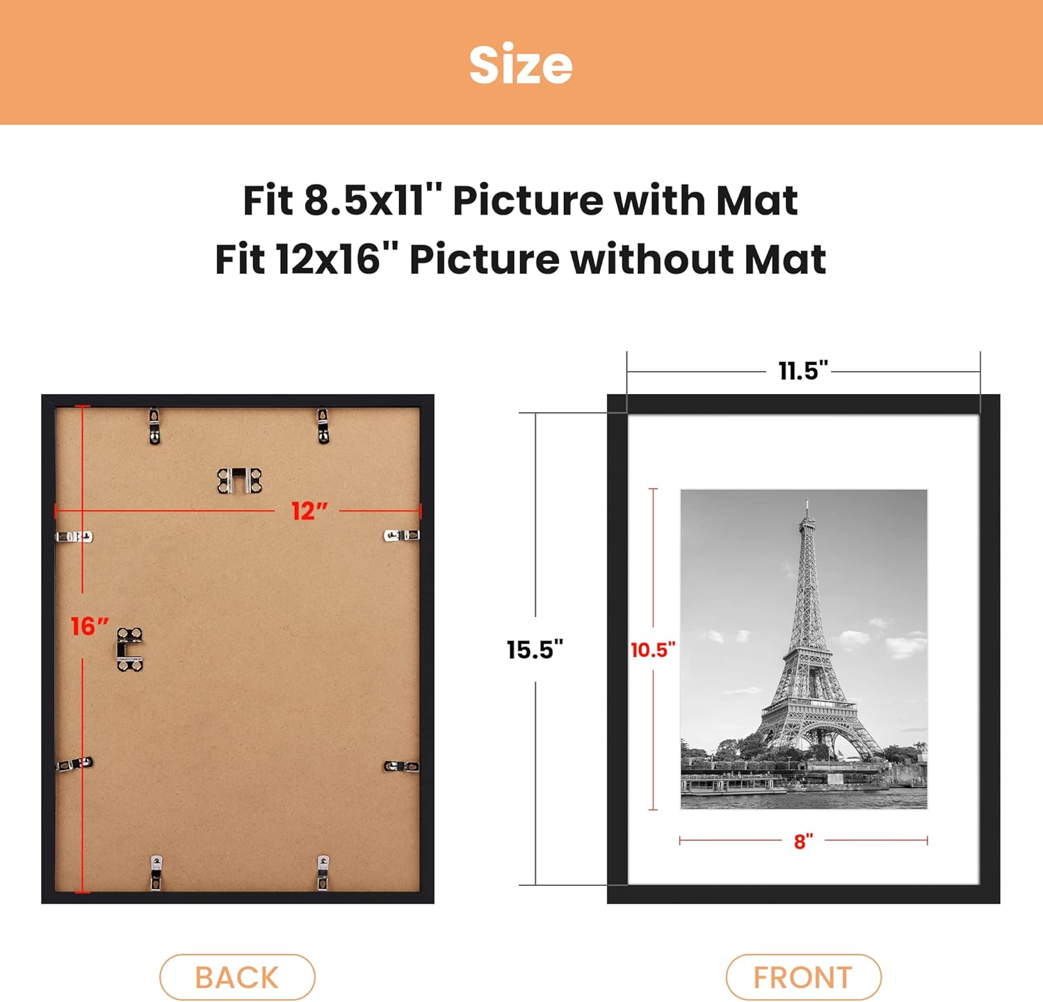 upsimples 12x16 Picture Frame Set of 5 Bundle with 12x12 Picture Frame Set of 3
