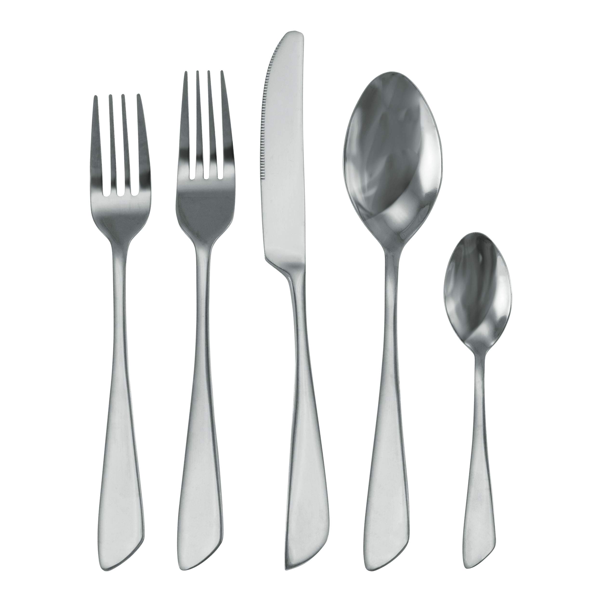 MegaChef Gibbous 20 Piece Flatware Utensil Set, Stainless Steel Silverware Metal Service for 4 in Silver