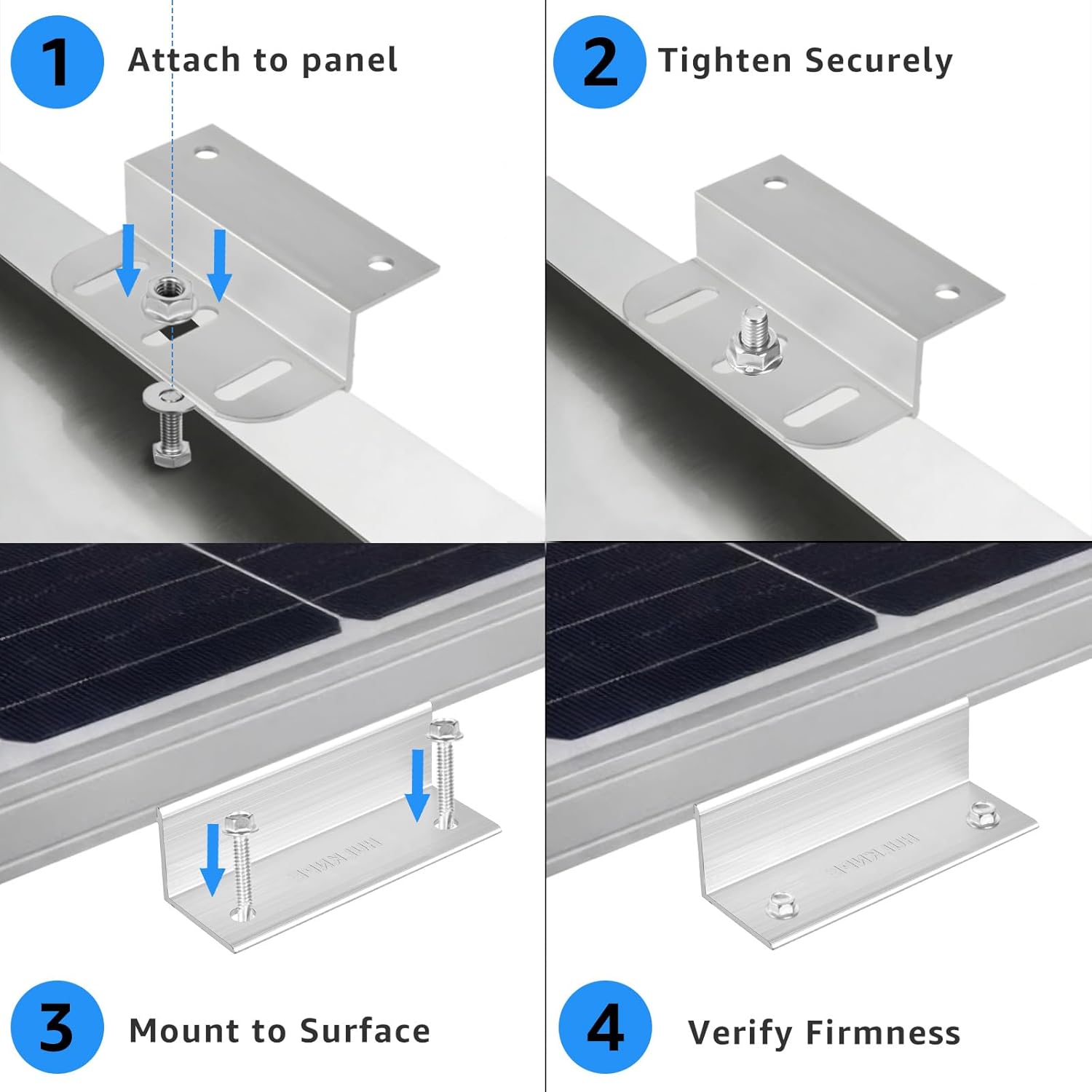 Z Brackets Solar Panel Mounting Kit (16 Pack) Heavy Duty Multi-Slot Aluminum Corrosion-Resistant for RV, Boat, Roof, Off-Grid & Solar Panel Hold Down