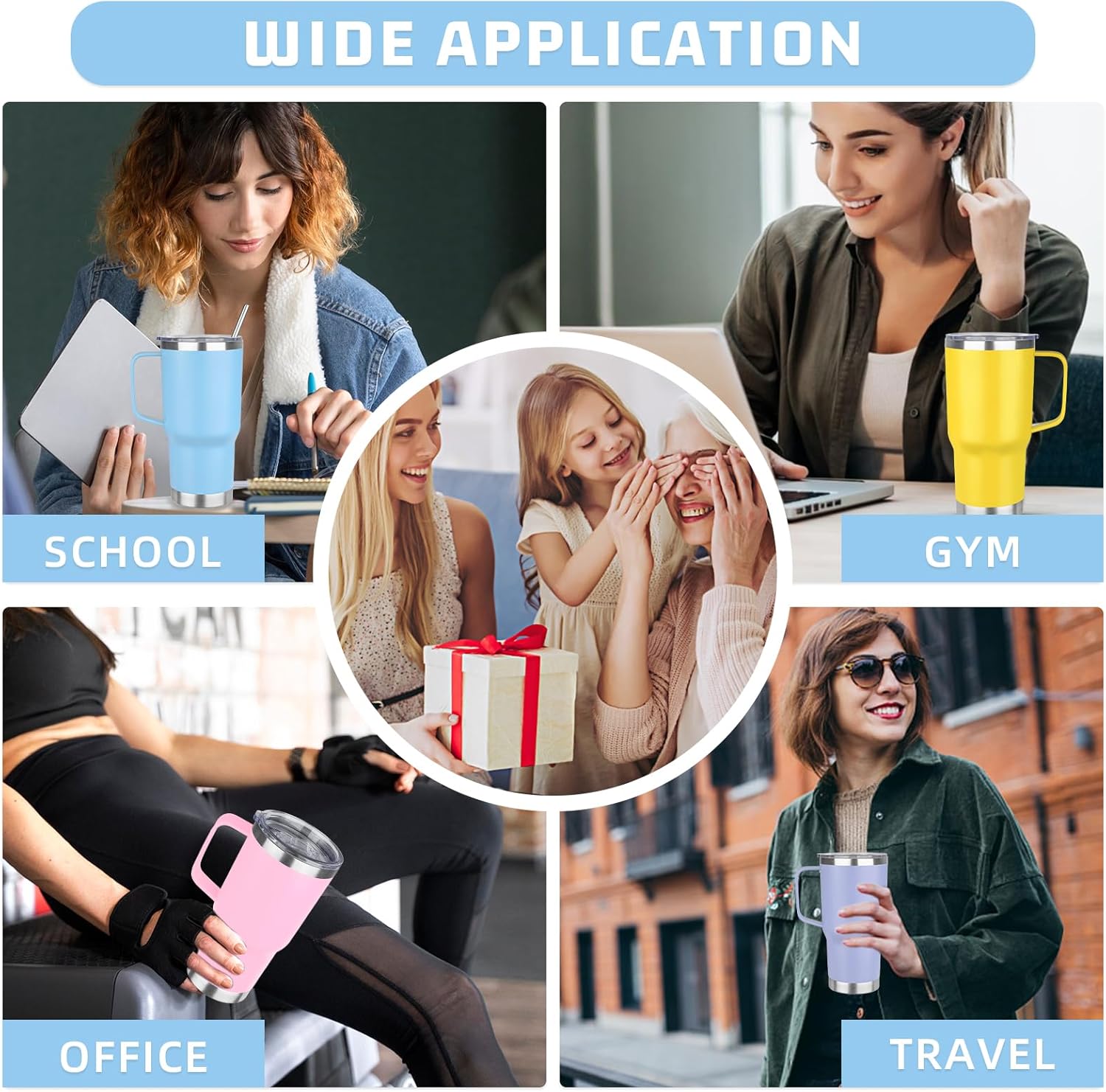 20 oz Tumbler with Handle Stainless Steel Insulated Coffee Mug Tumbler with Lid and Straw Double Wall Vacuum Insulated Coffee Mug Leak Proof Travel Mug Tumbler for Hot and Cold Drink (Mix Color-1) - Image 7