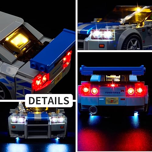 Miniatura 5 de Kyglaring Kit de iluminación LED (sin modelo) diseñado para Lego 2 Fast 2 Furious Nissan Skyline GT-R (R34) 76917 Race Car Model Kit de construcción