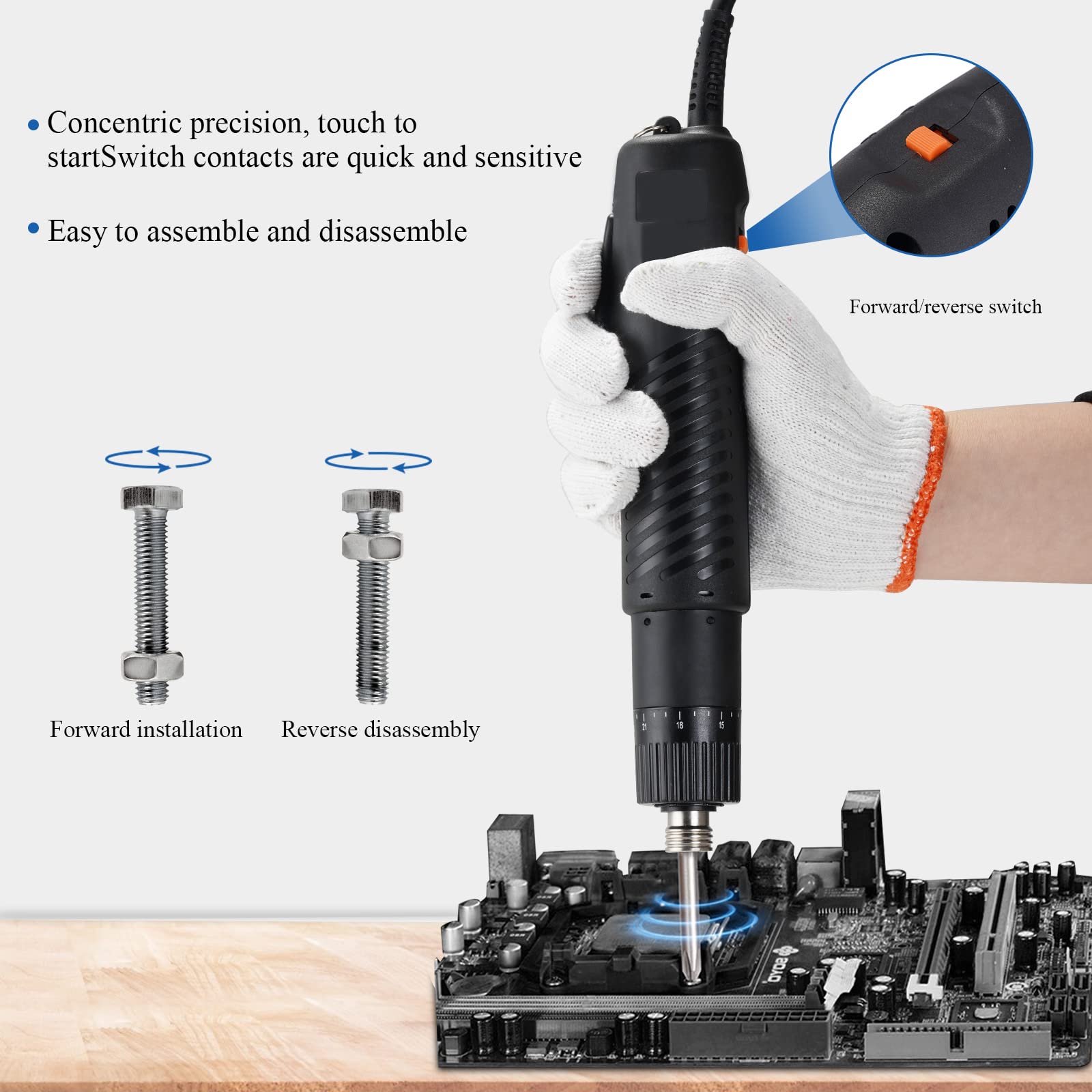 Cacciaviti Elettrici Portatili Coppia Regolabile Pistola a Vite Cacciavite di Potenza BSD-102 Testa del lotto applicabile 6,35 mm
