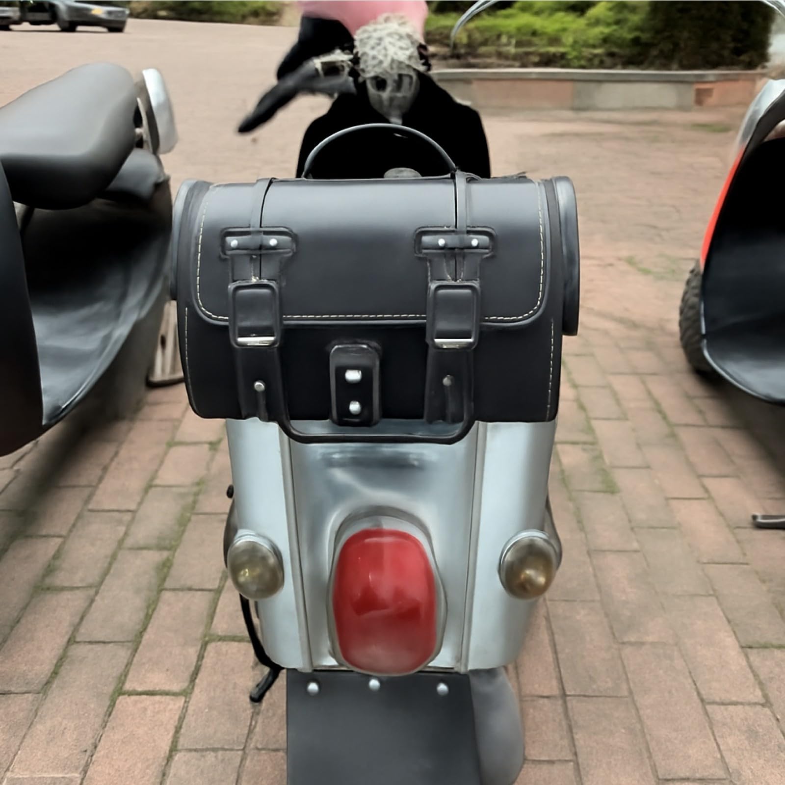 Generische Motorrad-Heckgepäckträgertasche, Motorrad-Aufbewahrungstasche, Seitentaschen, stabile Retro-Gepäcktasche mit Reißverschluss für Roller, Schwarz