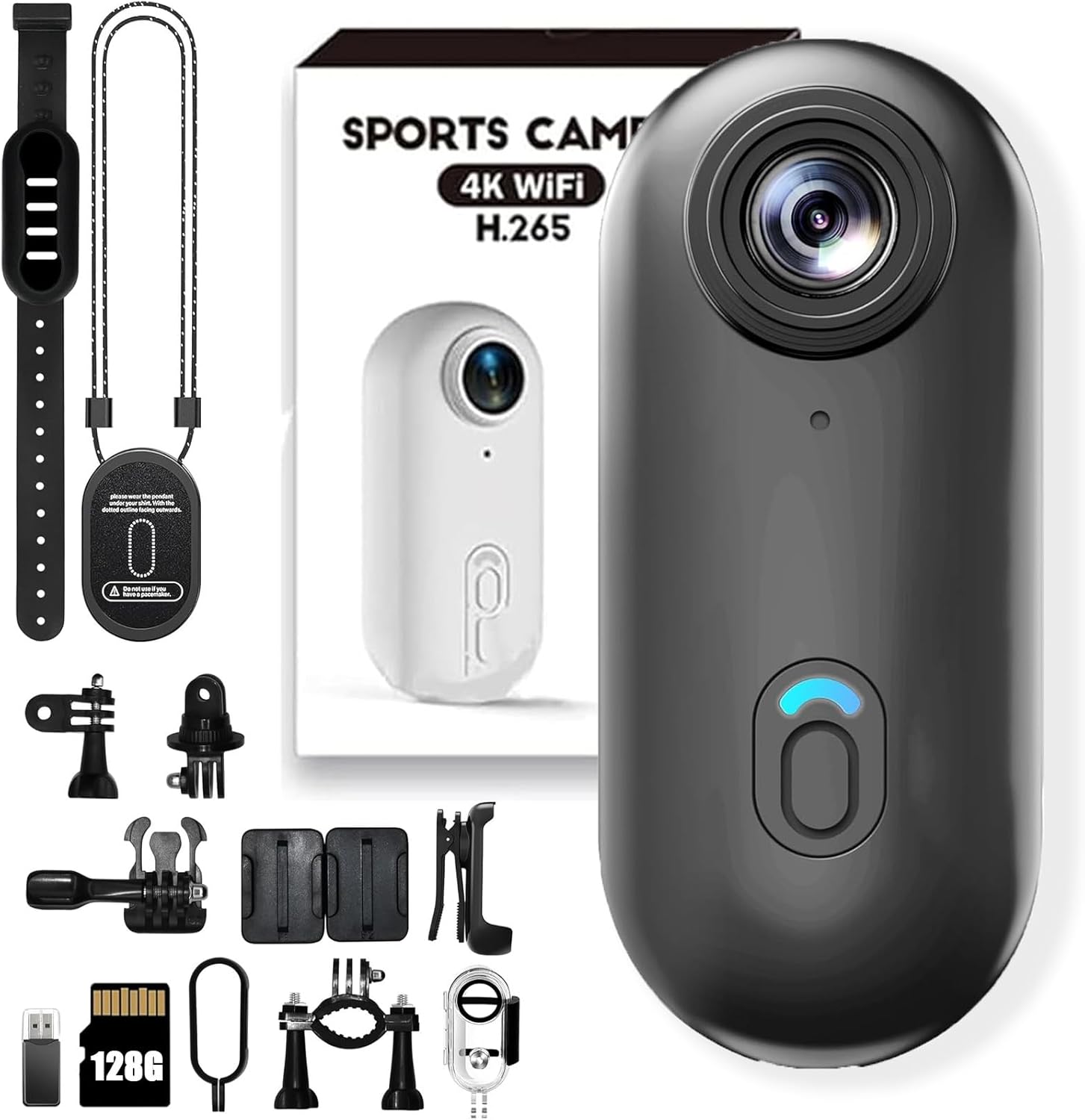 Action Camera, Body Cameras with Audio and Video Recording, Ipx7 Waterproof Underwater Camcorder, 360° Rotation Wearable Sports Camera, for Motorcycle, Bicycle, Diving, Travel (128G*A)