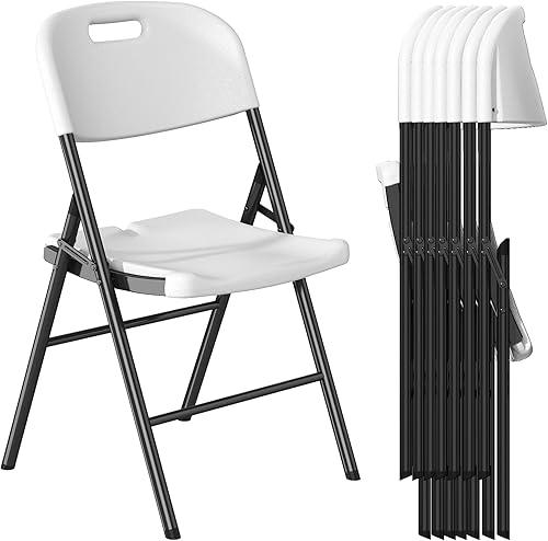 Miniatura 11 de Sillas plegables de resina con cojín, paquete de 4 sillas plegables blancas, sillas de plástico ligeras, cómodas sillas plegables para bodas,