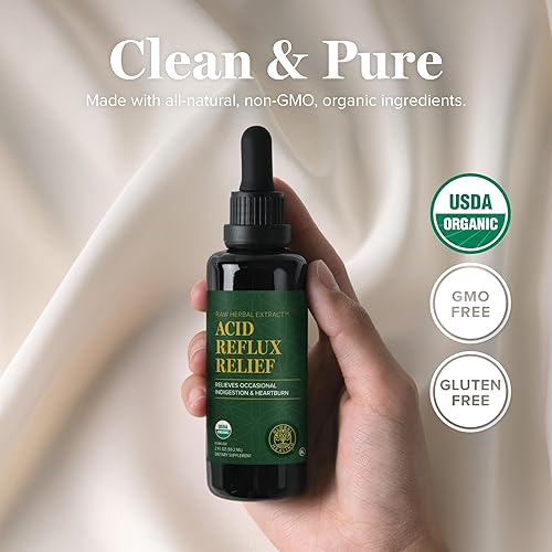 Miniatura 4 de Suplemento líquido orgánico para aliviar el reflujo ácido curativo global con olmo resbaladizo – Ayuda a malestar estomacal, acidez estomacal,