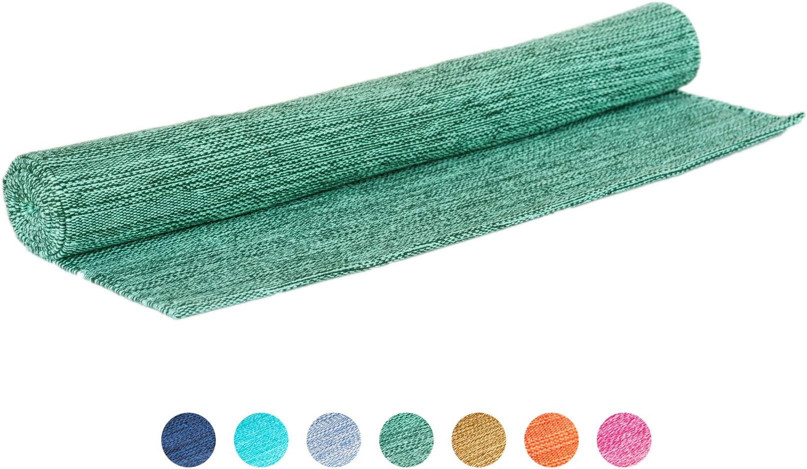 Elephant Yoga Organic Cotton Yoga Rug - Handwoven and Eco Friendly - Ideal for Ashtanga Mysore Hot Yoga Pilates Power Yoga (Mint)