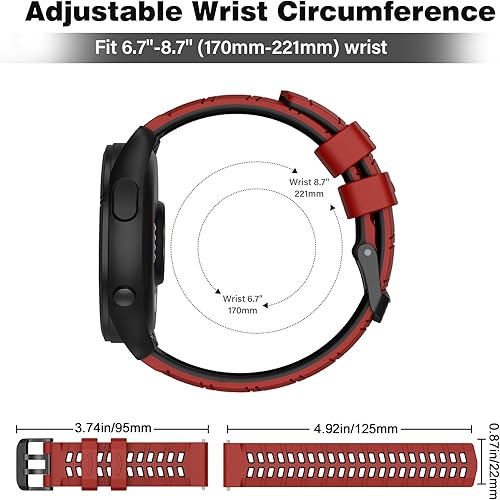 Miniatura 5 de OVERSTEP Correa de silicona de 0.866 in compatible con Garmin Vivoactive 4, Venu 2, Forerunner 265, 255, Samsung Gear S3 Frontire, Galaxy Watch