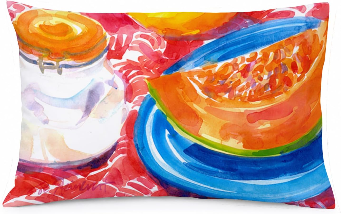 Caroline's Treasures 6036PILLOWCASE A Slice of Cantelope Fabric Standard Pillowcase Lightweight Super Soft Easy Care Decorative Artwork Pillowcase, Standard