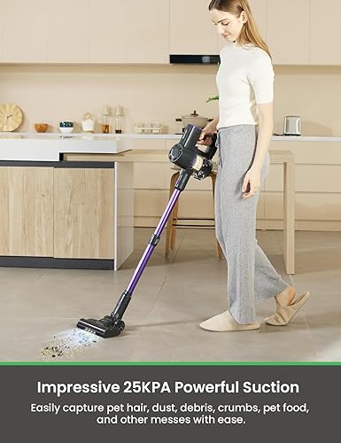 Miniatura 2 de Vactidy Aspiradora inalámbrica, 6 en 1, aspiradora ligera de pie, potente aspiradora recargable de hasta 35 minutos de tiempo de funcionamiento,