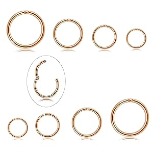 Milacolato 8Pcs 16G Nasenpiercing Ring Chirurgischer Stahl Scharnier Clicker Segment Nose Ringe Hoop Helix Knorpel Daith Tragus Ohr Schläfer Ohrringe Body Septum Piercing 6-12MM Silber