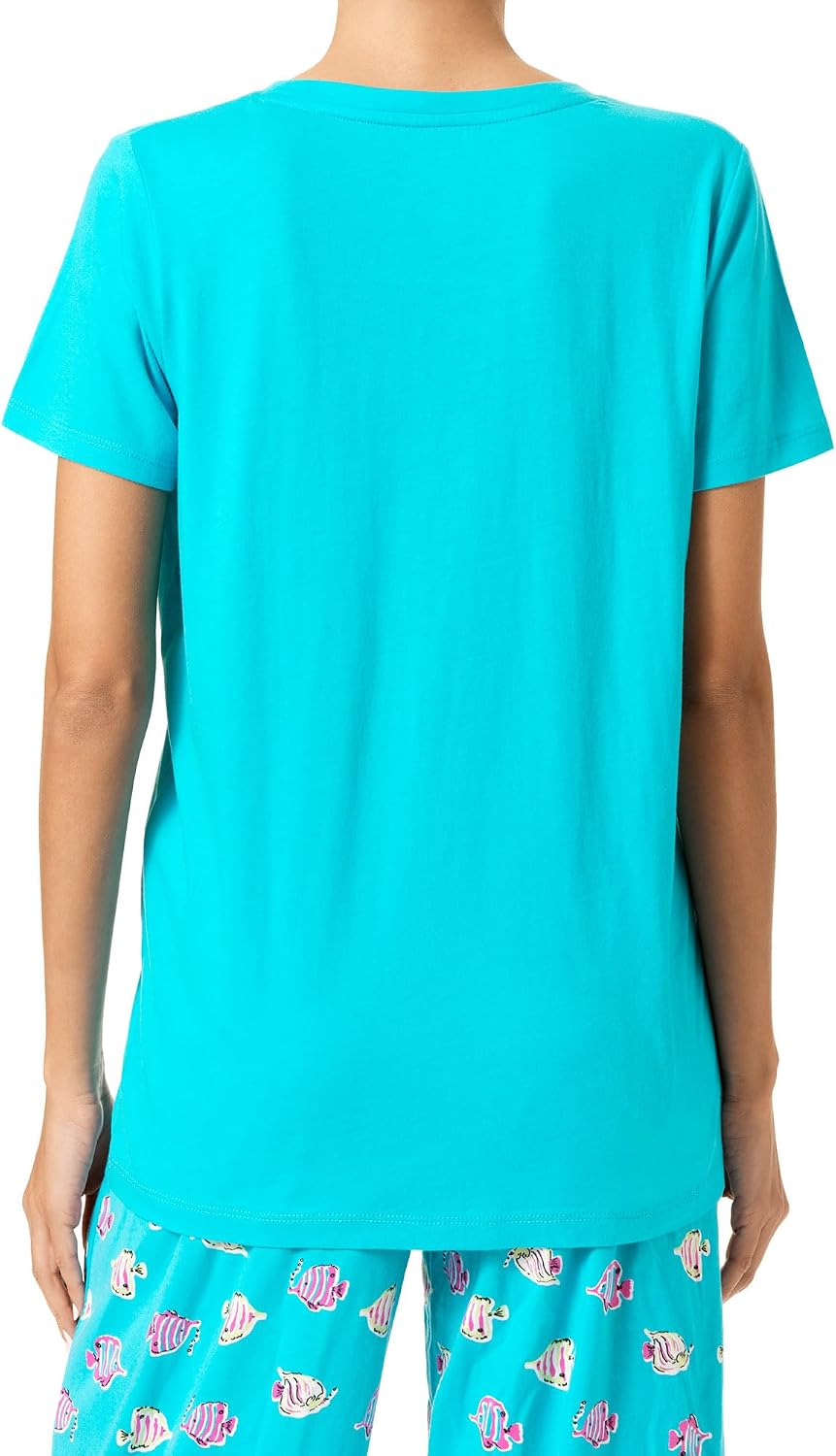 HUE Women’s Summer Vacation Pajama Separates, Soft, Whimsical Print PJs with Tropical Beach Themes, Flip Flops, Cocktails