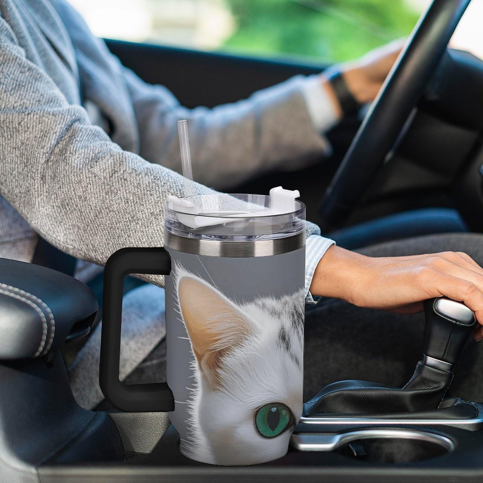 Gourde de voyage en forme de chat blanc