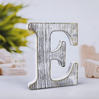 WOODOUNAI 4 Inch Wood Letters Unfinished Rustic Wood Letters for Wall Decor Decorative Standing Letters Slices Sign Board Decoration for Craft Home Party Projects (E)