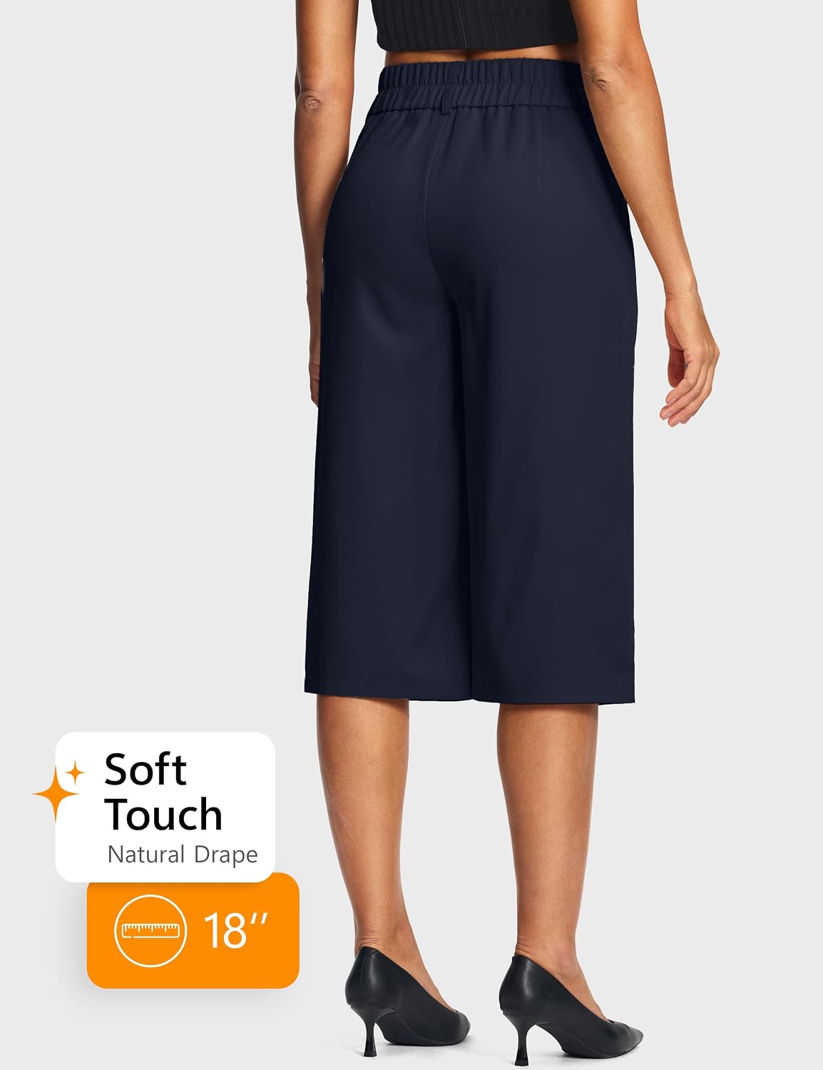 ISEEGZ 18" Women’s Capri Pants with Pockets High Waisted Pleated Wide Leg Dressy Capris for Women Summer Business Casual