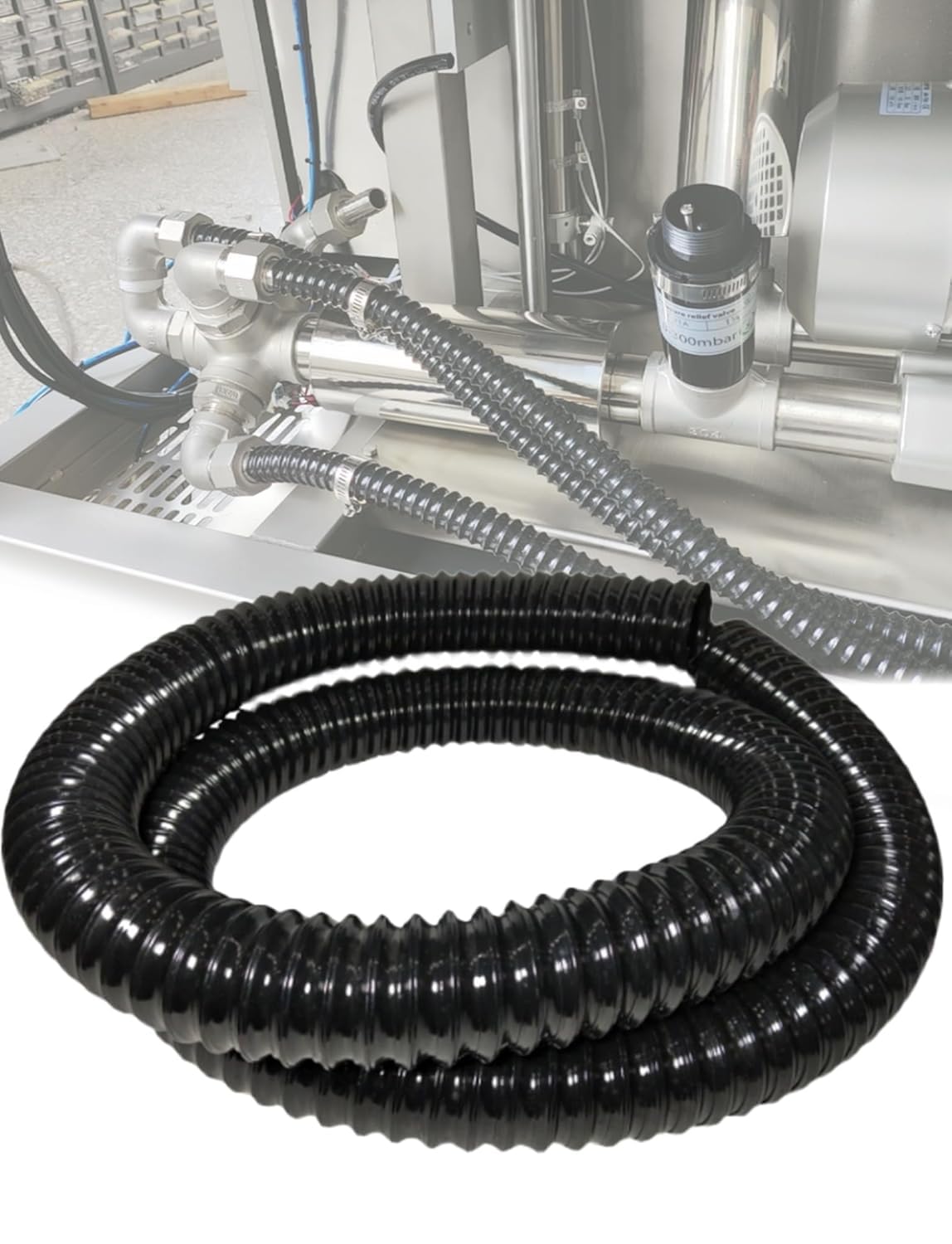 K3mq9rw One Color Soft And Tangle-Free Black Pu Flexible Vacuum Hose For Dust Collection, Suitable For Industrial Dust Collectors(130Mm/5.1 In)