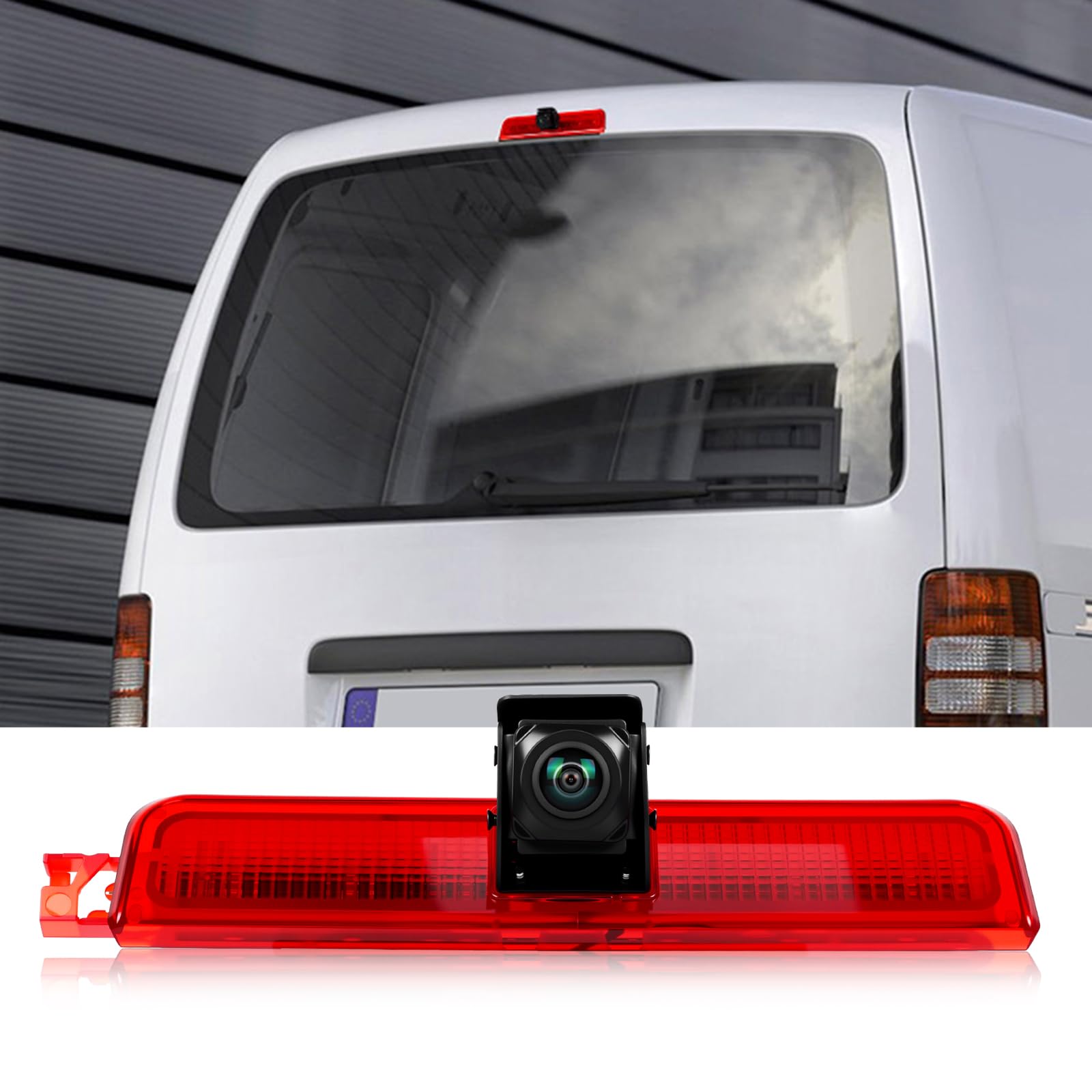 SIXWIN Kamera cofania 720P ze światłem hamowania, kamera cofania samochodu do VW Caddy 2003-2015, szeroki kąt widzenia 140°, wodoszczelność IP67, widoczność w nocy