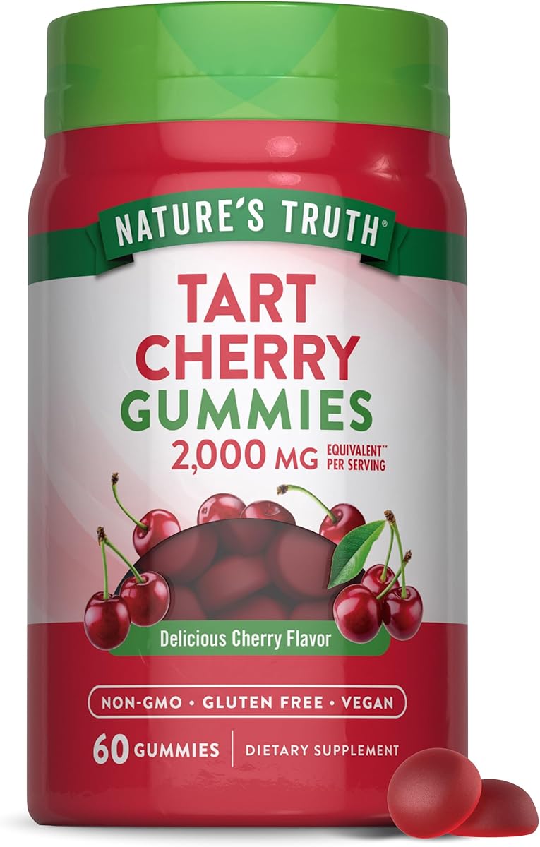 Nature's Truth Tart Cherry Gummies | 60 Count | Vegan, Non-GMO & Gluten Free Supplement | Cherry Flavor