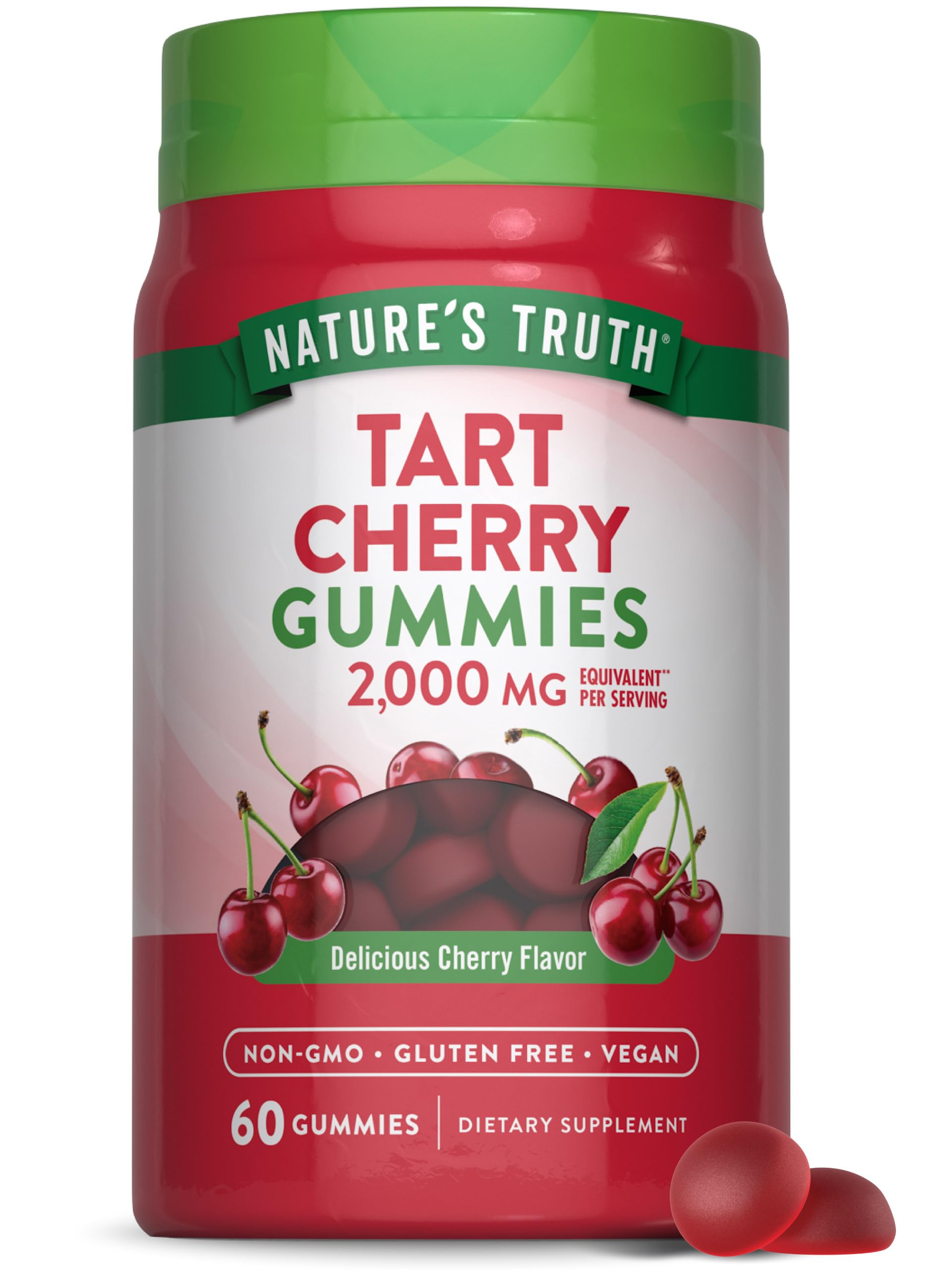 Nature's Truth Tart Cherry Gummies | 2000mg | 60 Count | Vegan, Non-GMO & Gluten Free Supplement | Cherry Flavor