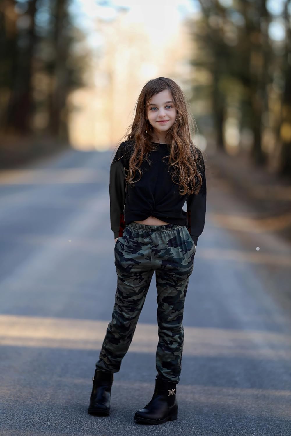 Arshiner Girls 2 Piece Outfits Fashion Twist Front Tracksuit Long Sleeve Pullover Sweatshirt Sweatpants Jogger set Sweatsuit - Image 2