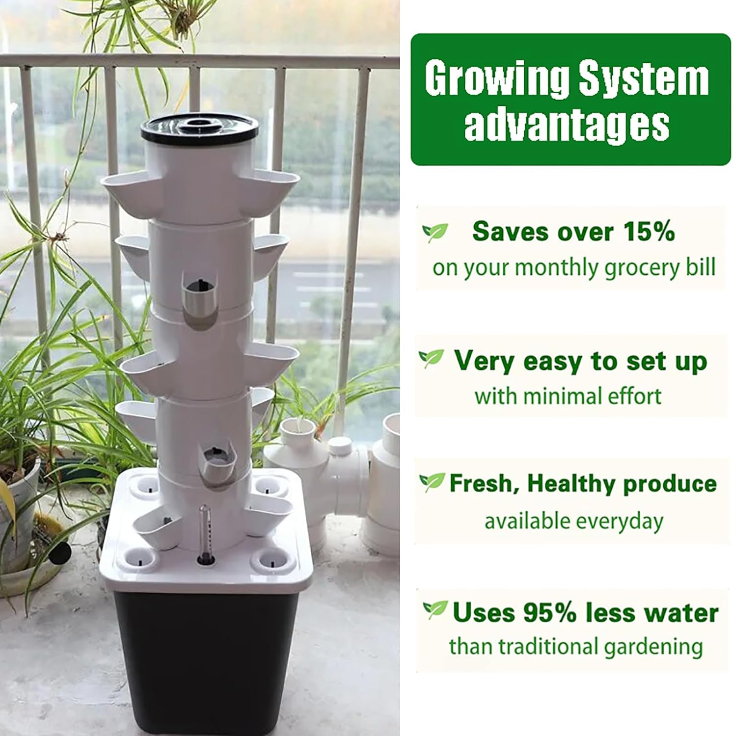 Hydroponic Grow System Kit, Indoor Vertical Tower Garden System Kit for 30 Plants, Smart Hydroponic Garden Sprouting Kit, Vegetable Tower with Water Pump for Growing Herbs, Fruits and Vegetables.