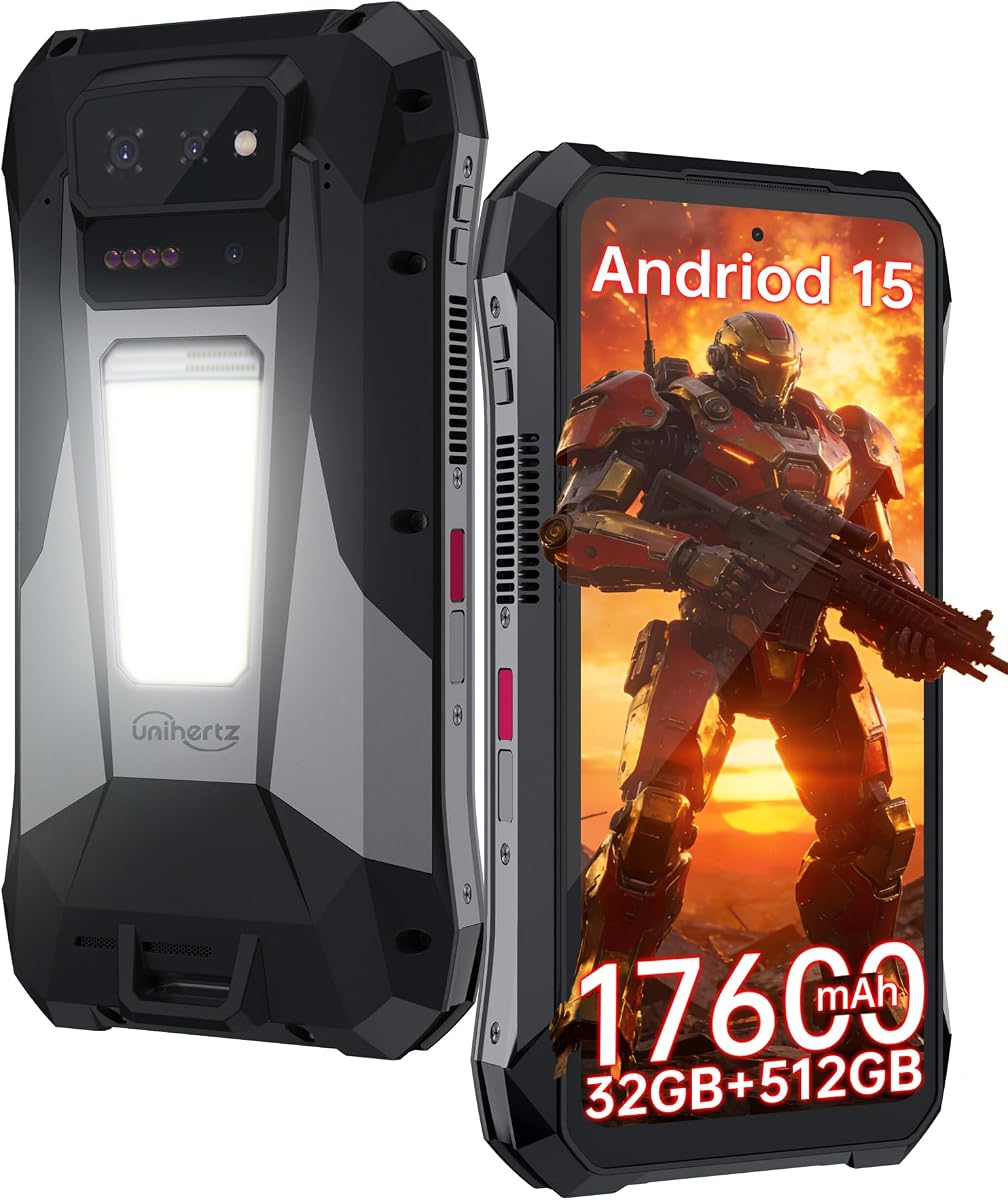 Tank X 5G Rugged Smartphone, Android 15 Mobile Phones with 220LM Projector | 6.78’’ LCD Screen, 32GB RAM+512GB ROM, 17600mAh Battery, IP68 Waterproof Outdoor Cell Phone Unlocked, Camping Light, OTG/ GPS