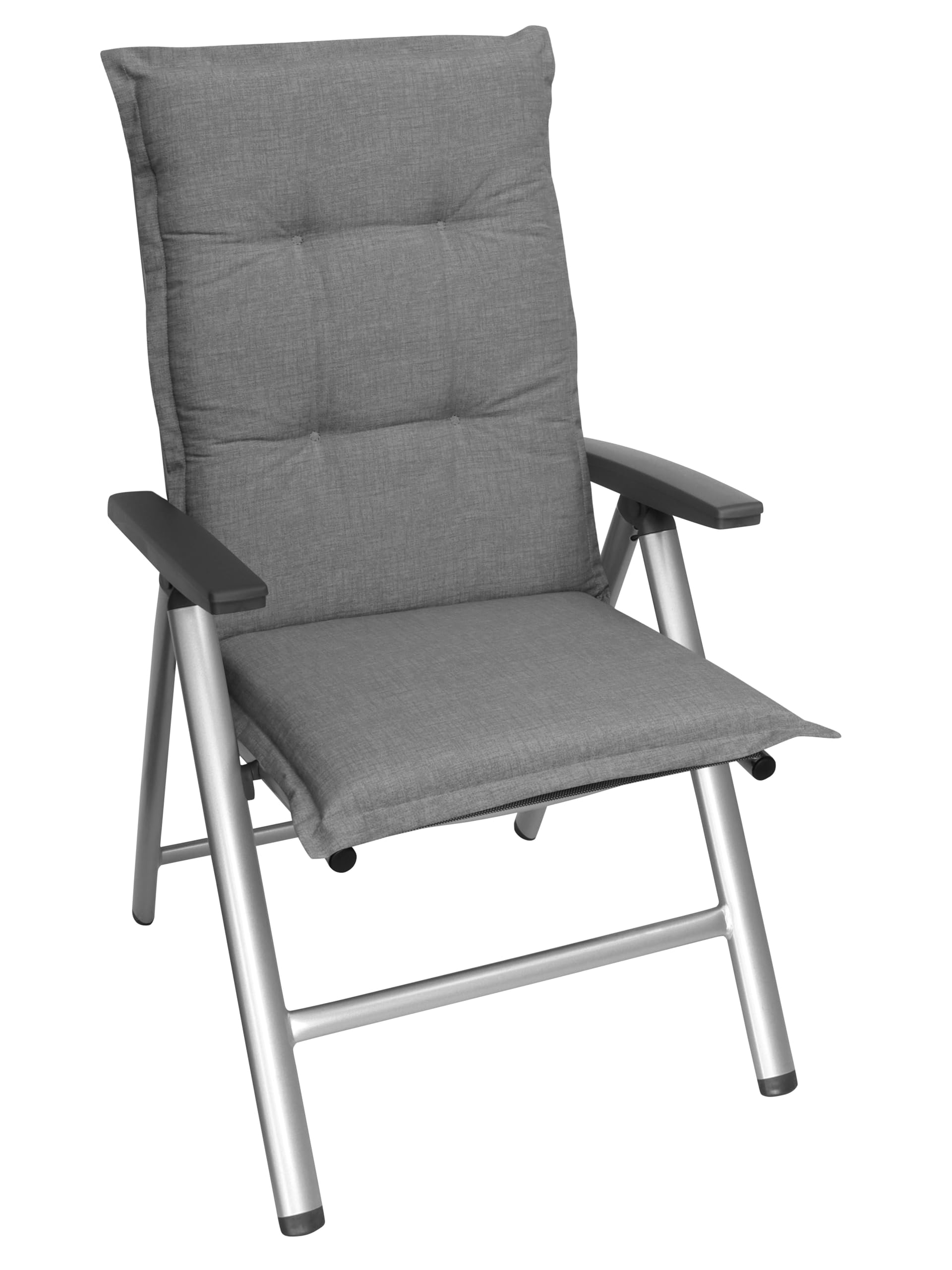 Gardissimo 6er Set Premium Hochlehner Grau, 120 x 50 x 8 cm | Gartenstuhlauflagen, UV-Lichtecht, Schaum-/Vliesfüllung, Polsterauflagen