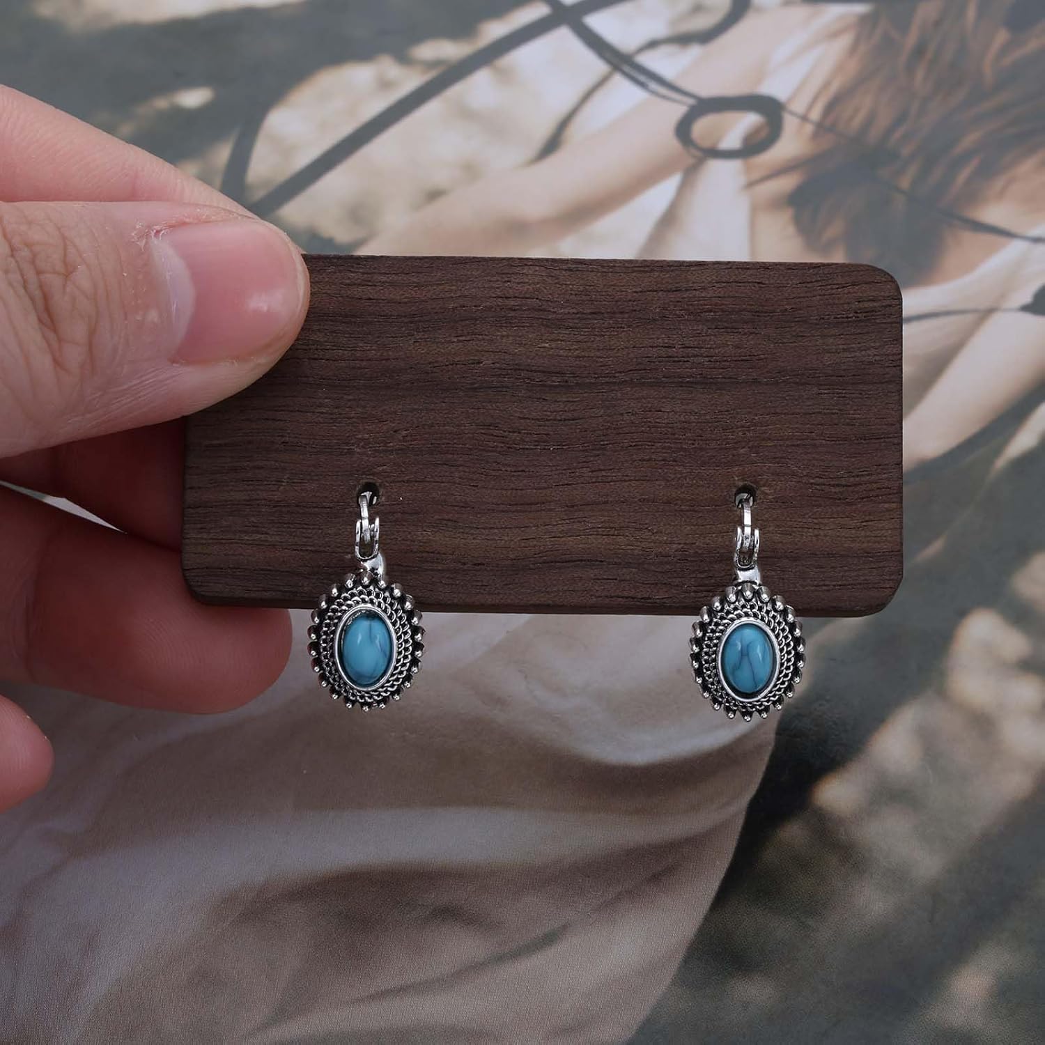 Boho Ruby Hoop Huggie Earrings Oval Red Gem Earrings Ruby Crystal Drop Earrings Vintage Ethnic Hoop Earrings Jewelry for Women - Image 6