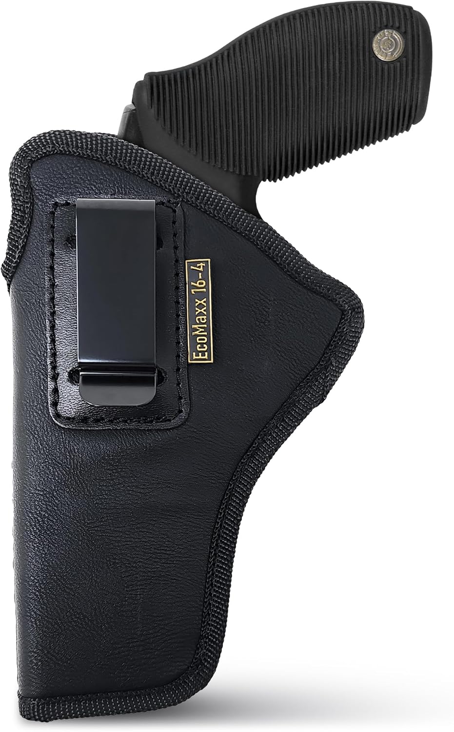 Holster for K, L & N-Frame Revolvers 4" Barrel (Taurus Judge 5 & 6 Rounds, Ruger SP101, 6-Shot Service Size), Eco-Leather IWB, Concealed Carry by MaxxCarry