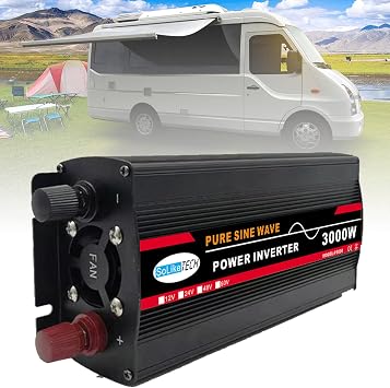 3000W-12000W Pure Sine Wave Power Inverter, DC 12/24/48/60V to AC 110/V220V, Dual Digital Display + 1 Universal Socket, Solar System - Solar Panel, for Home/Outdoor/RV/Camping,3000W-12V