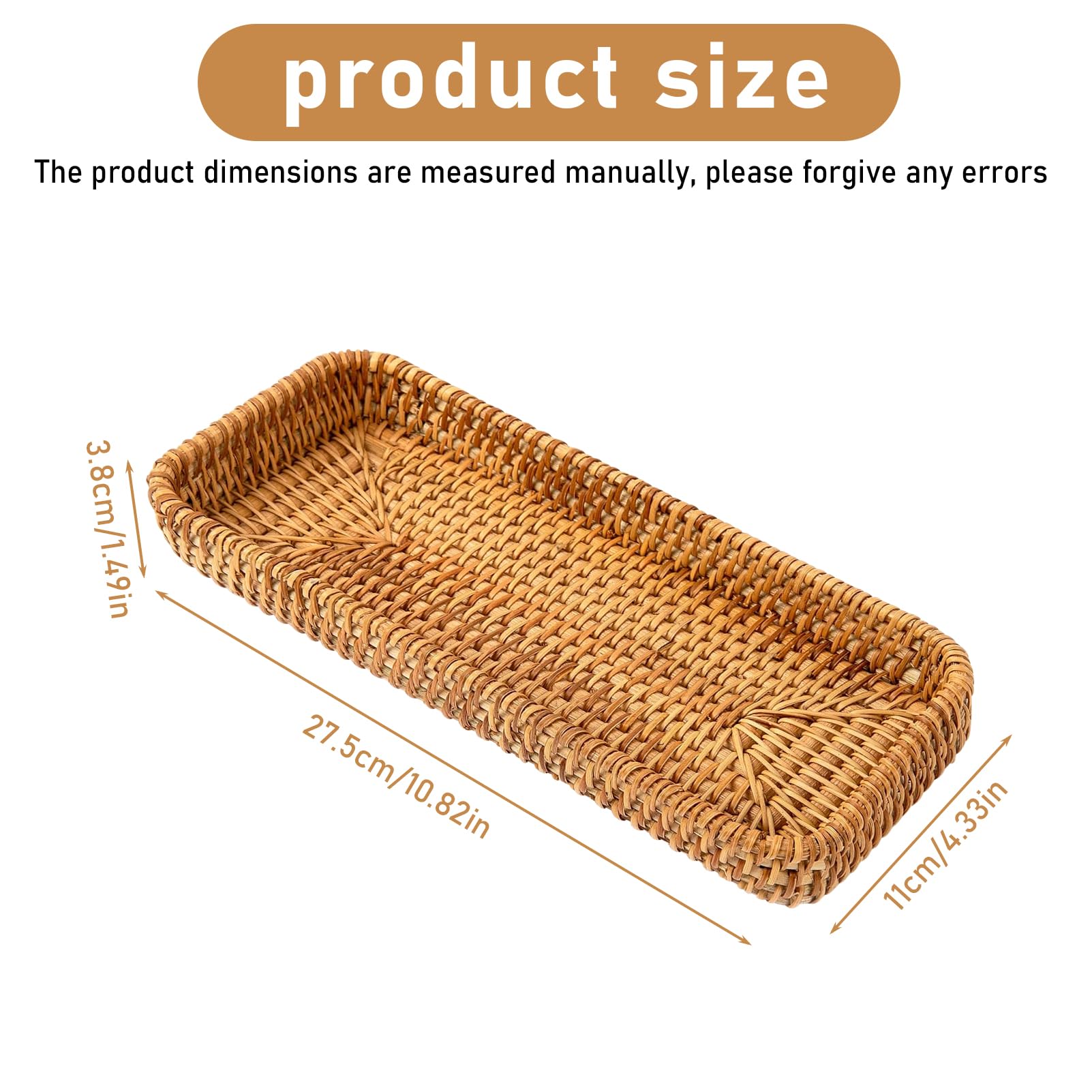 Panier Rangement Rotin LEKEFETO 27,5x11x4cm - Déco Salle De Bain - 10