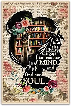 Amazon.com: TRITXIY Books Into The Library Vertical Poster, Girl