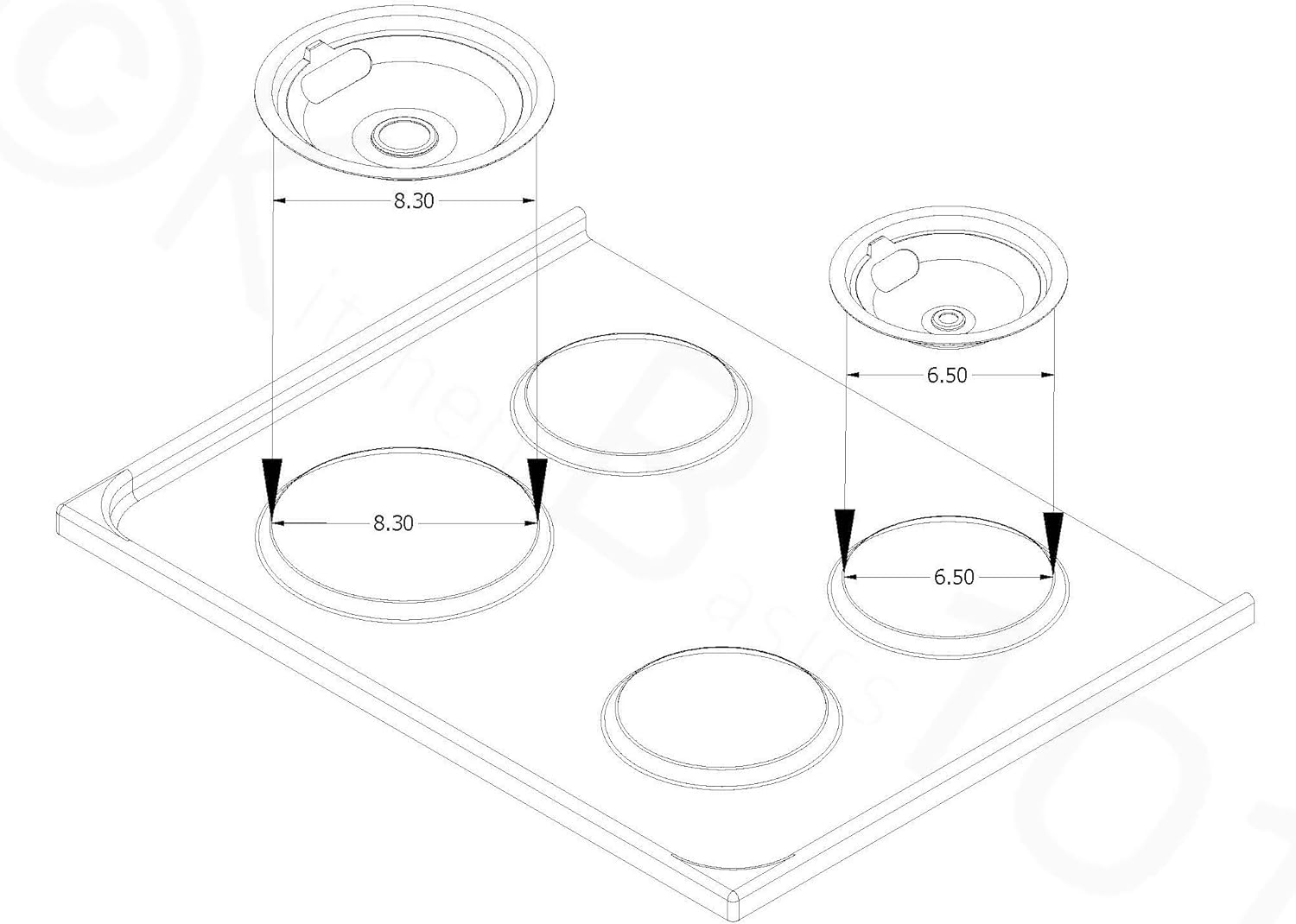 KITCHEN BASICS 101 316048413 and 316048414 Replacement Chrome Drip Pans for Frigidaire Kenmore - Includes 2 6-Inch and 2 8-Inch Pans, 4 Pack : Appliances