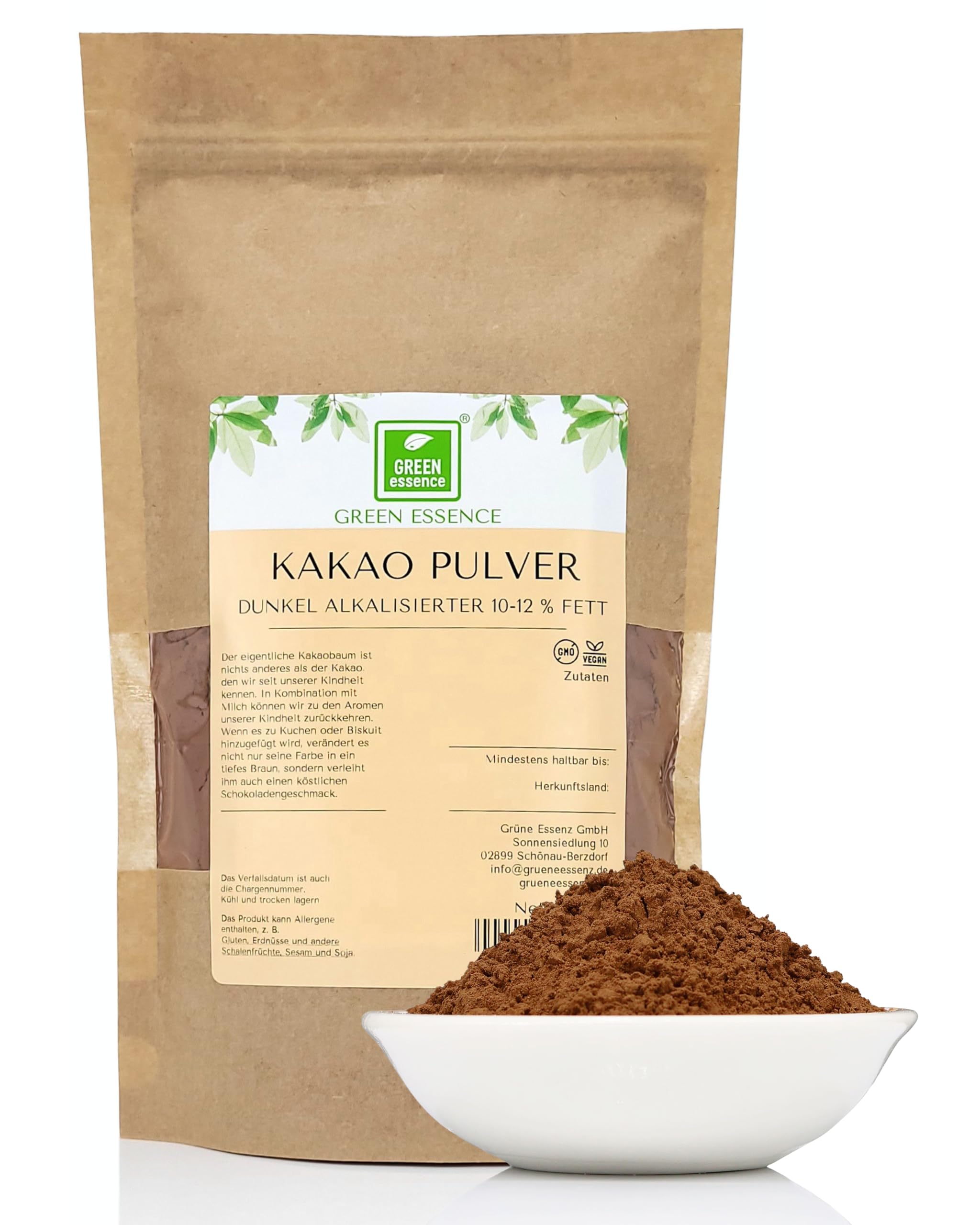 Dunkles Kakaopulver ohne Zucker, Alkalisiert 1kg – 100% Backkakao ungesüßt, fettreduziert 10%–12% Fett - ohne Konservierungsstoffe und Zusatzstoffe