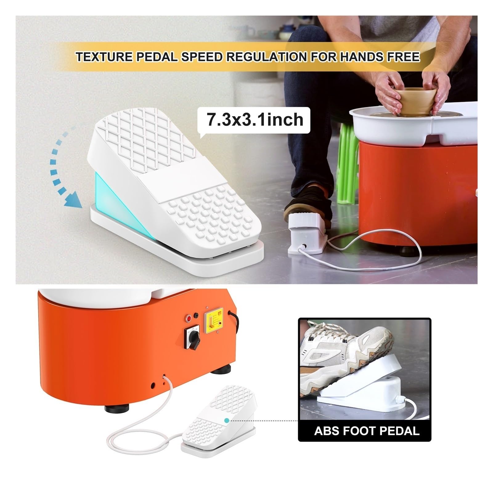 Torno De Cerámica Eléctrico Con Placa 25 Cm Y 350 W, Mango Manual Pedal For La Escuela, For Trabajar Arcilla Hacer Manualidades Control Preciso
