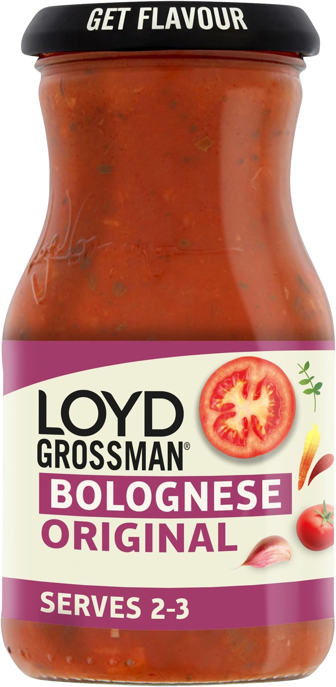 Loyd Grossman Italian Bolognese Original Sauce – Made With Italian Tomatoes & Basil, Vegetarian Friendly, 350 g Jar (Pack of 1)