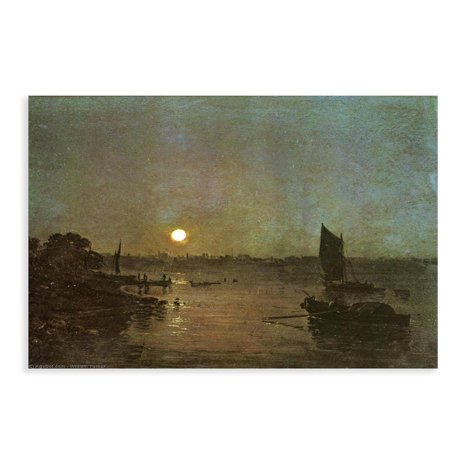 WCYB Moonlight, A Study at Millbank 1979 by Joseph Mallord William Turner Posters Prints Canvas Deco Paintings Wall Art Unframe 12" L X 18" W