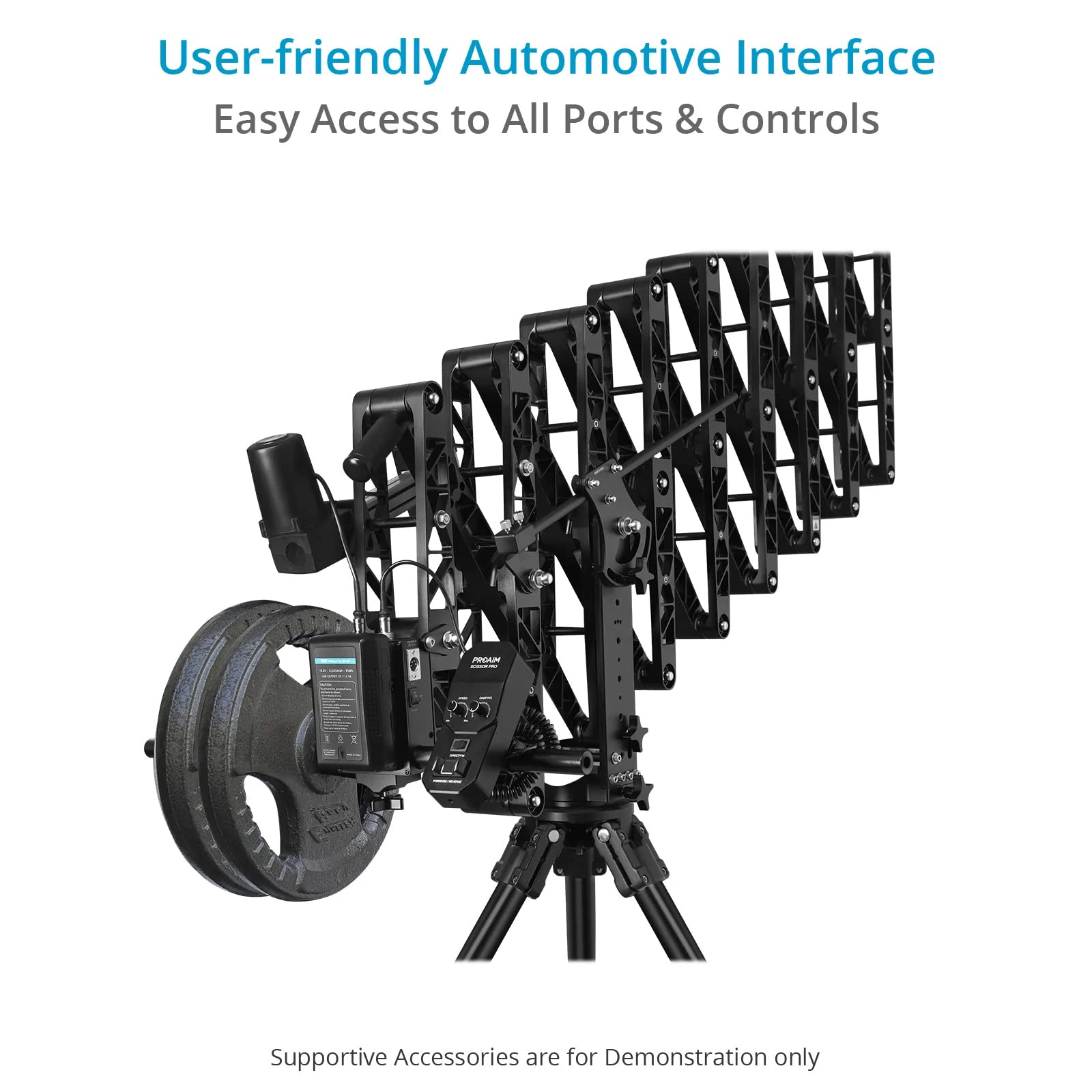 PROAIM Powermatic Scissor Pro 17-Fuß motorisierter Kamerakran, 15 kg | Fernsteuerbare Geschwindigkeit und Dämpfung für sanfte Push-ins; faltbar auf 1,0 m für Lagerung und Transport.